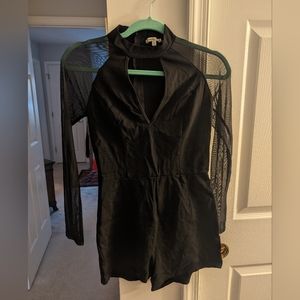 Long sleeve black romper, small, low cut